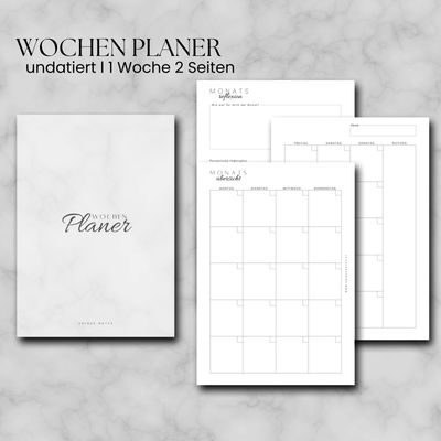 Wochenplaner 1 Woche 2 Seiten 6/12 Monate Set undatiert A5