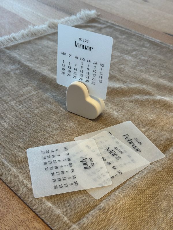 Kalenderkarten 2026 Transparent Milchig