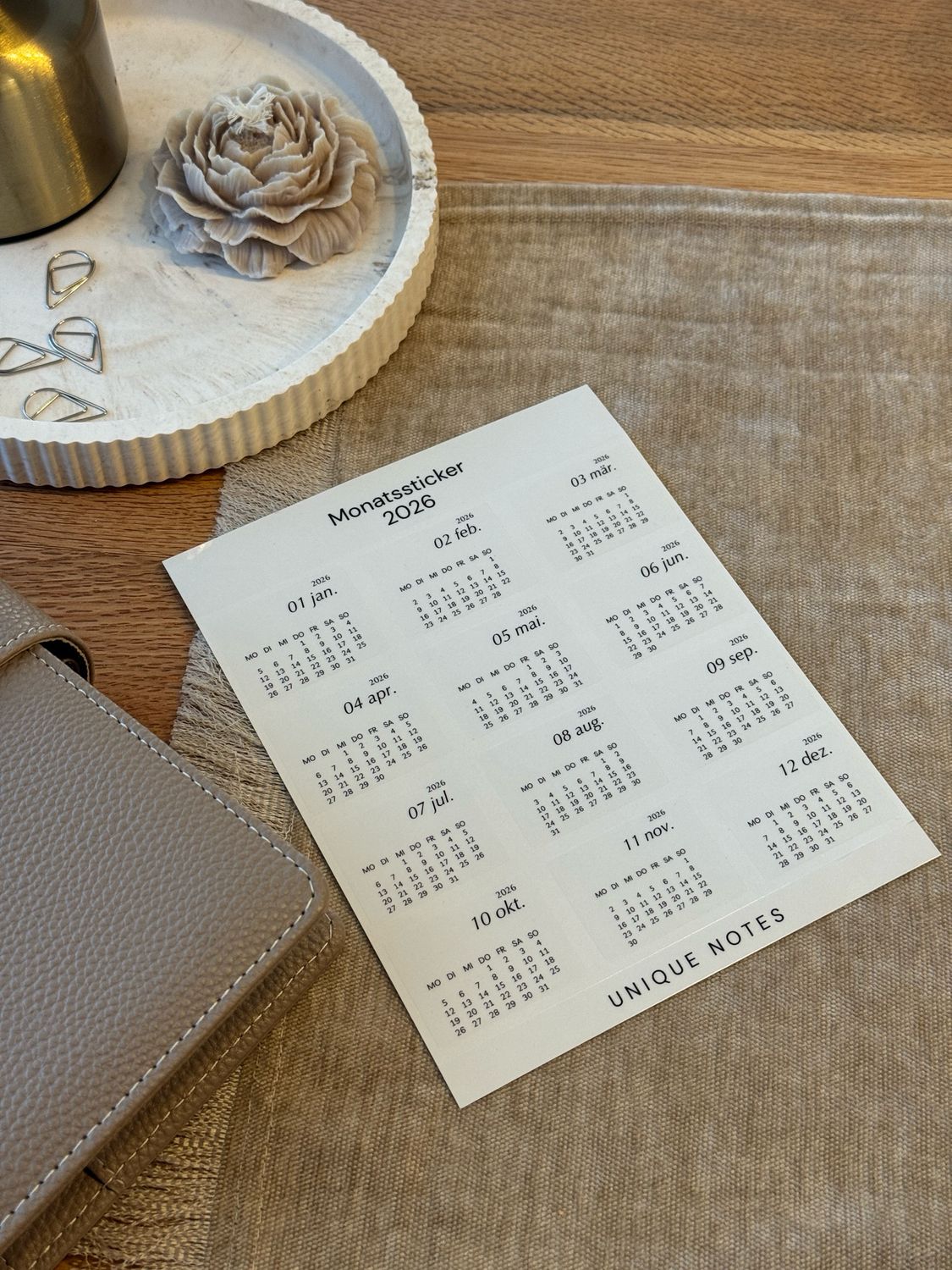 12-Monats Sticker 2026 | Transparent