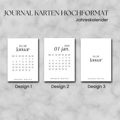 Journaling Karten l Jahreskalender 2026 l Hochformat