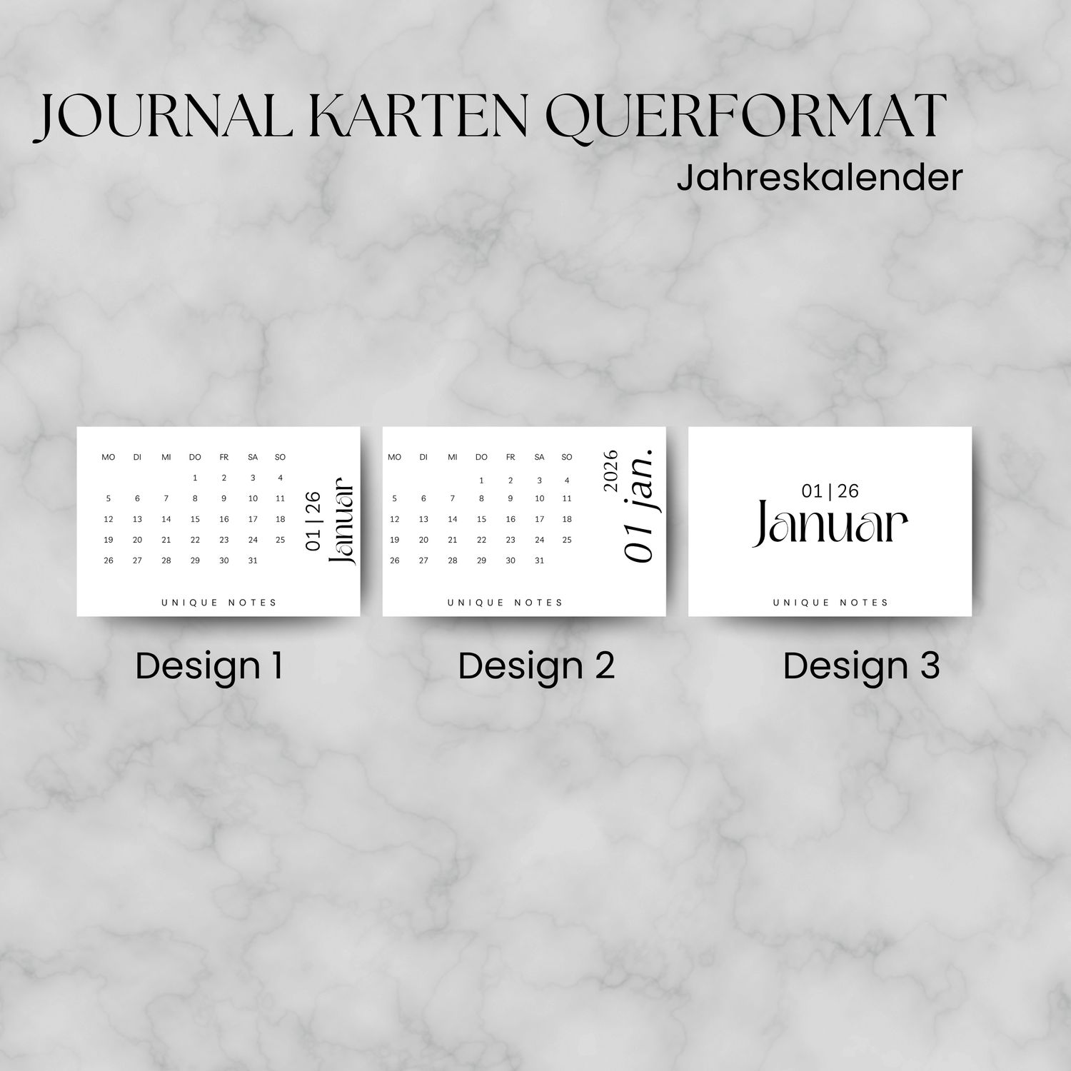 Journaling Karten l Jahreskalender 2026 l Querformat