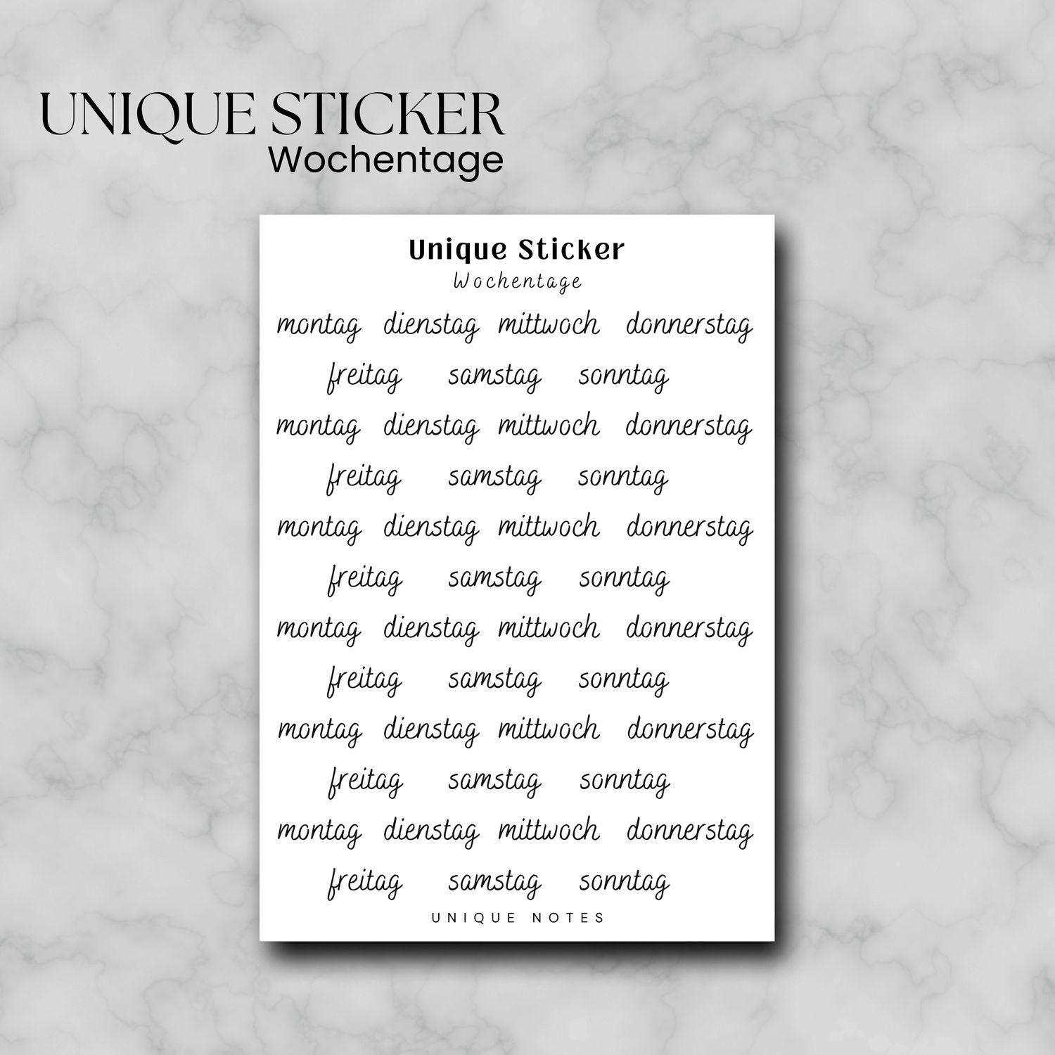 Stickerbogen &quot;Wochentage&quot;