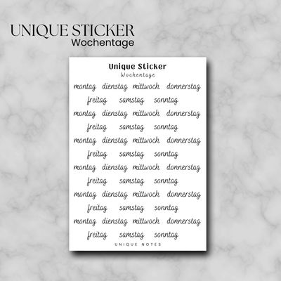 Stickerbogen "Wochentage"