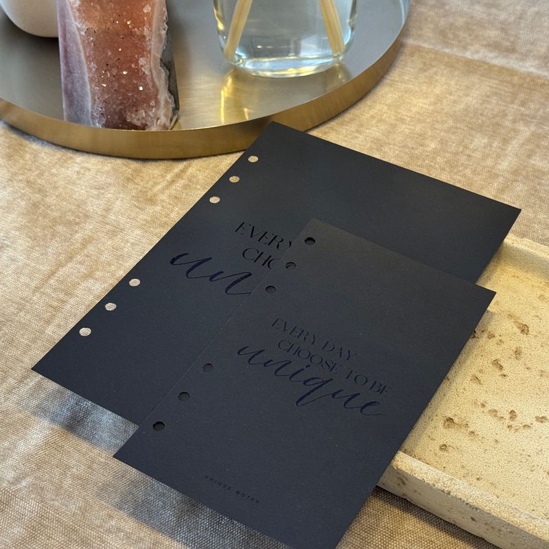 Deckblatt &quot;Unique&quot; Schwarz l Foliert l Kalendereinlage