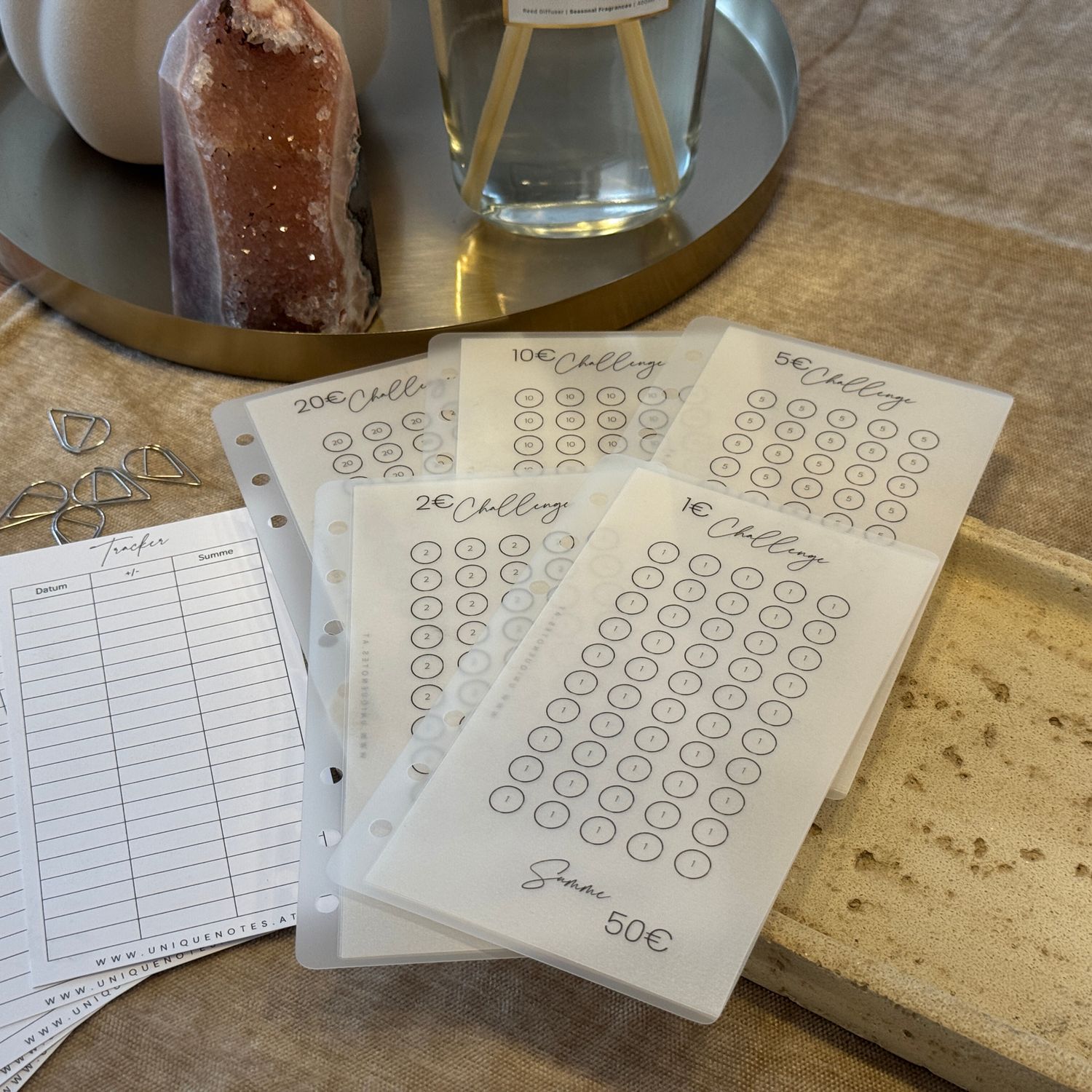 A6 l Budgeting Challenge Umschläge 5er Set l Transparent