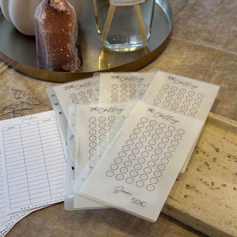 A5 l Budgeting Challenge Umschläge 5er Set l Transparent