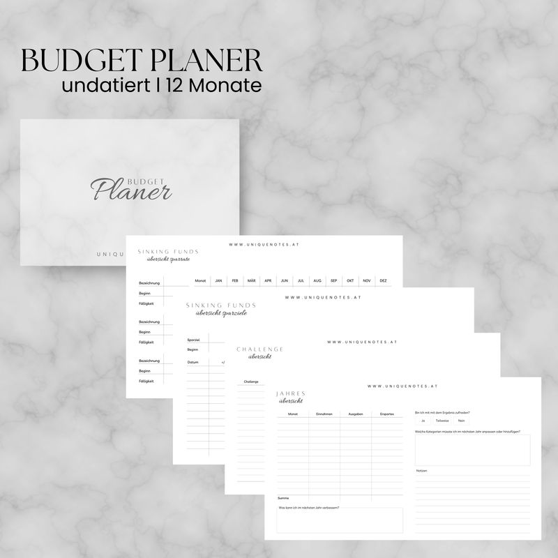 A6 I Budget Planer l 12 Monate undatiert l Kalendereinlagen