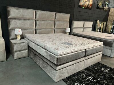 Venus XL complete boxspring, Croco Champagne, Croco Antraciet Grijs