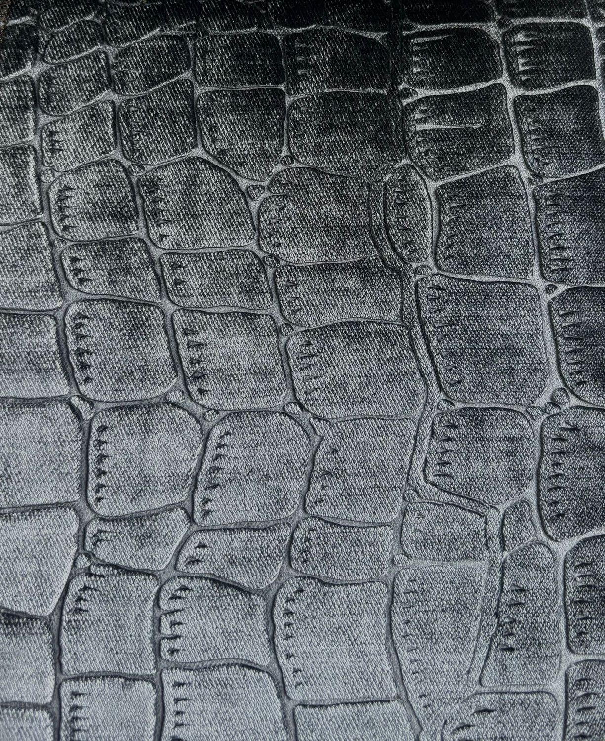 Velvet glim stofstaal - Croco 806 Antraciet Grijs