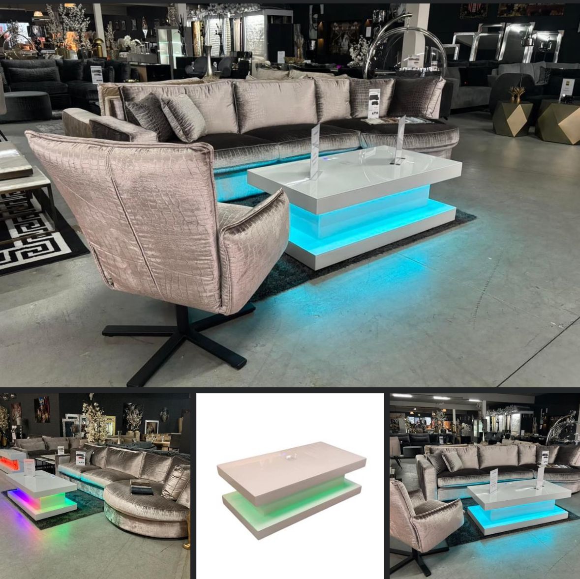 Salontafel met LED-verlichting en Bluetooth - 130x70x45 cm - Hoogglans Wit