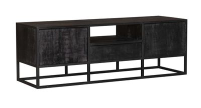 Tv meubel Denver Black 145 cm | Mangohout en staal