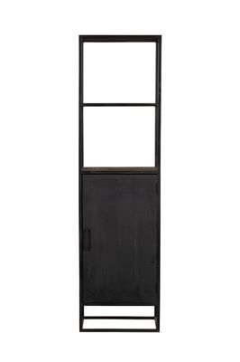 Boekenkast Denver Black | Mangohout en staal | 1 deur