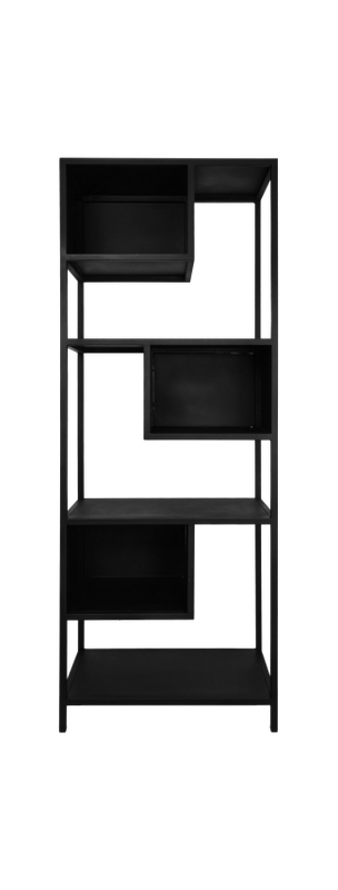 HSM Collection-Open Vakkenkast Manhattan-65x35x175-Zwart-Metaal