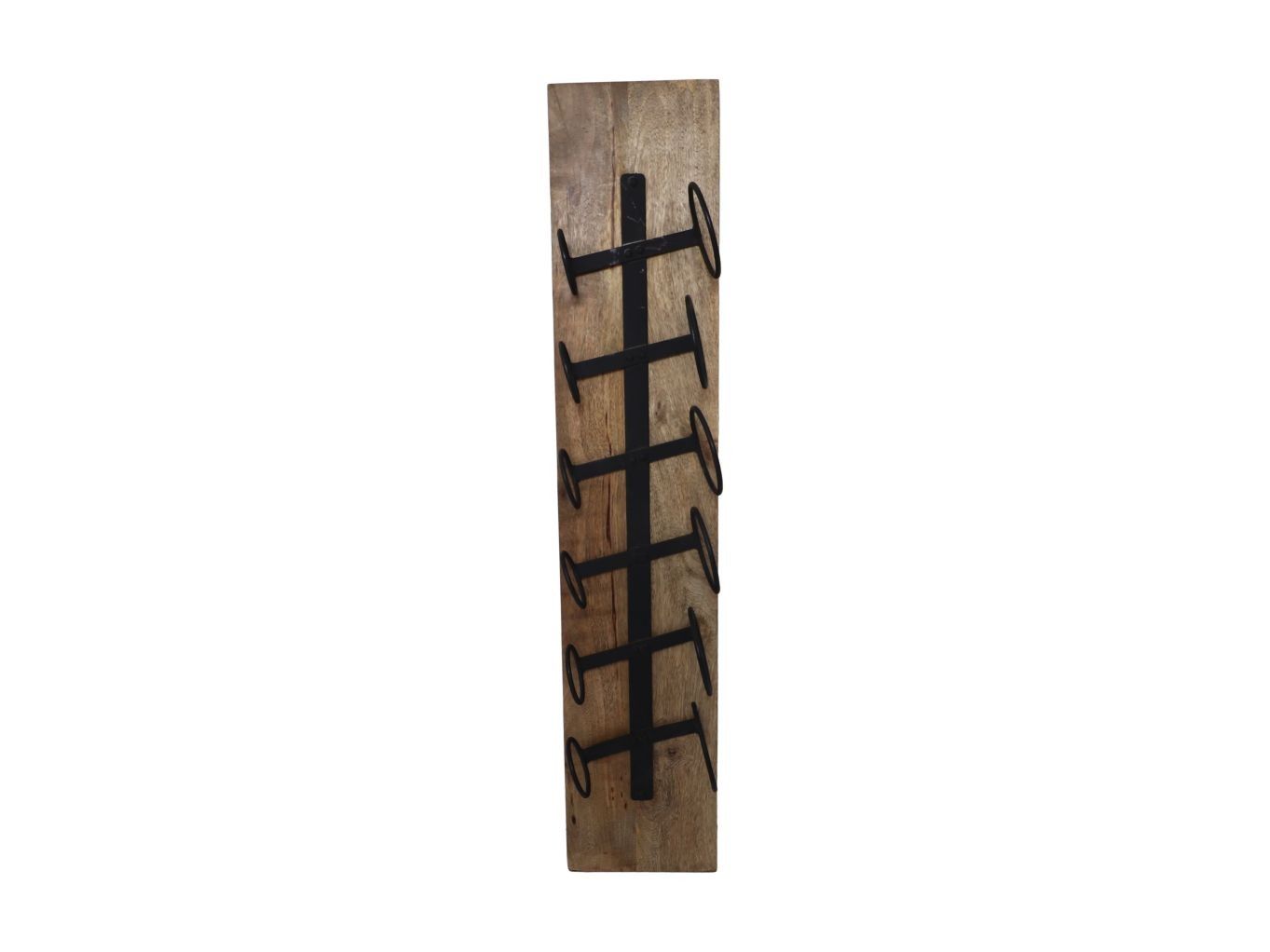 HSM Collection-Hangend Wijnrek 6 Flessen-20x13x100-Naturel/Zwart-Mango/Metaal