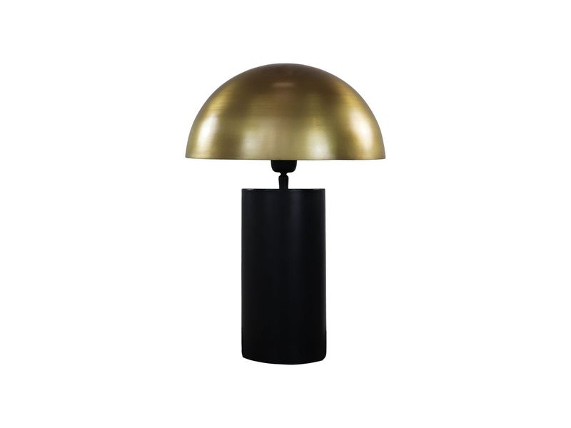 HSM Collection-Tafellamp Met Kap-30x30x45-Zwart/Goud-Metaal