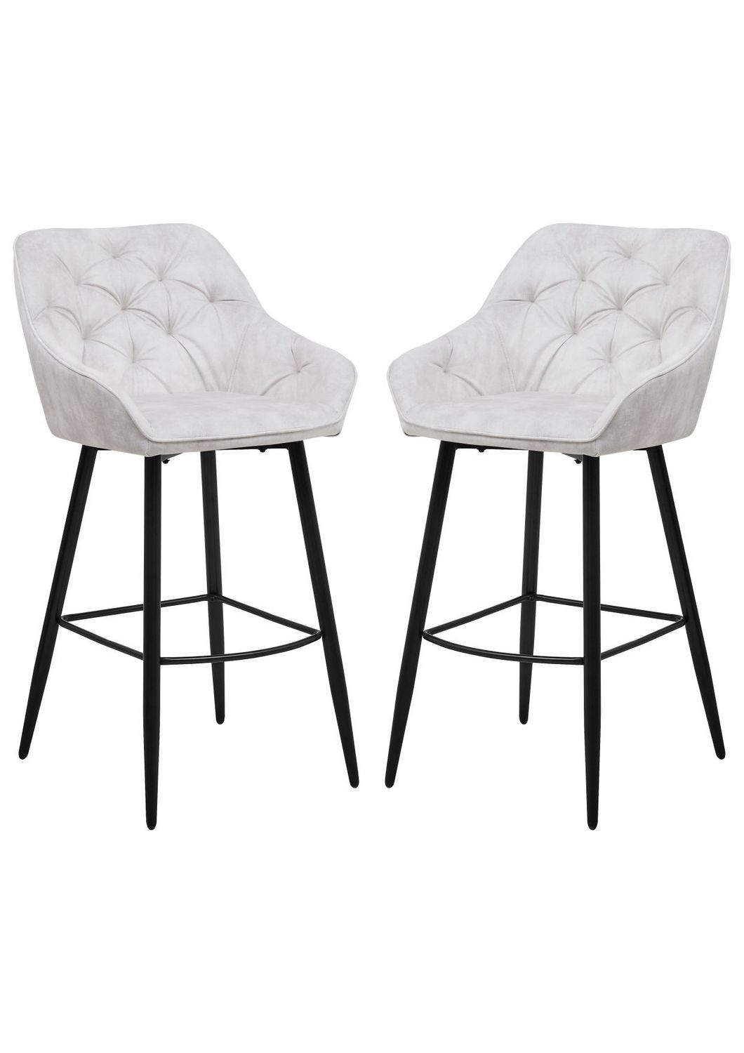 HSM Collection-Barkruk Liverpool S/2-56x61x107-Beige/Zwart-Stof/Metaal