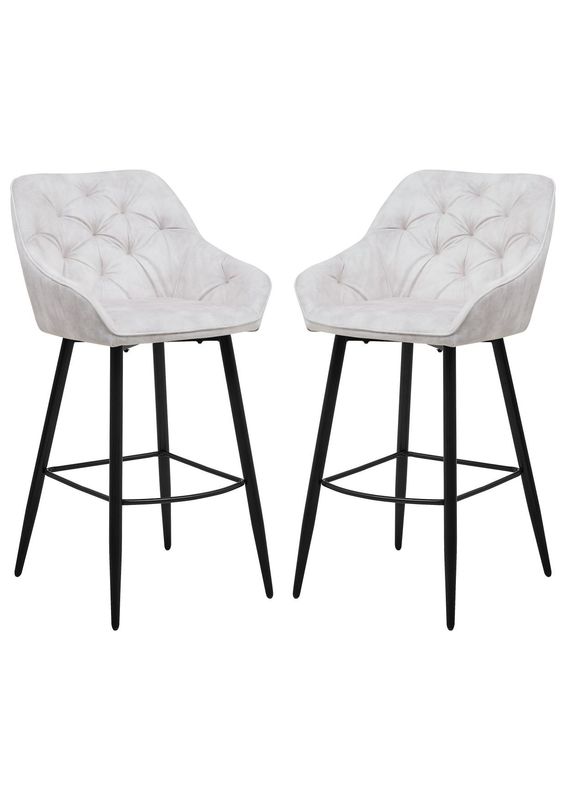 HSM Collection-Barkruk Liverpool S/2-56x61x107-Beige/Zwart-Stof/Metaal