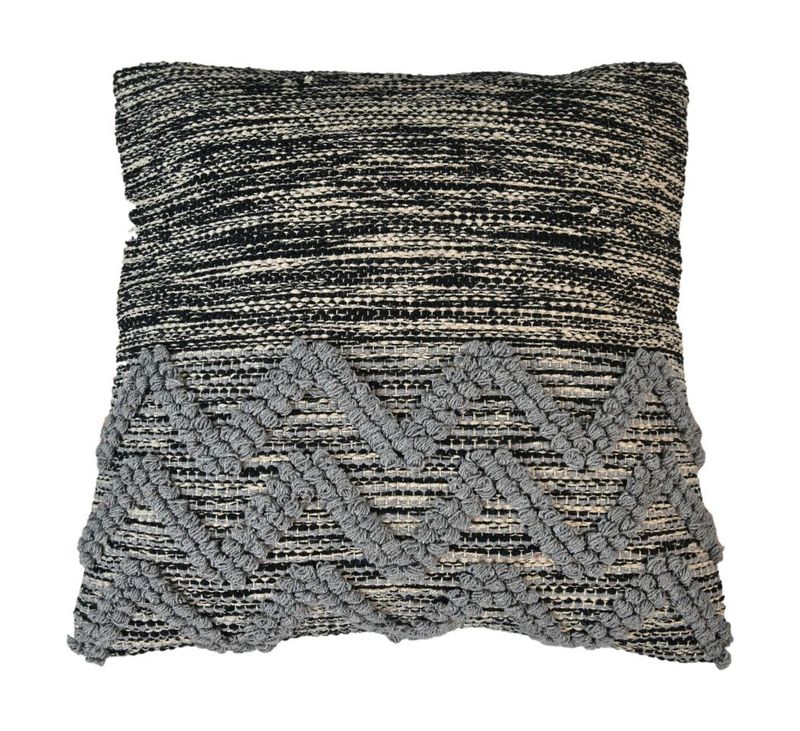 HSM Collection-Sierkussen -45x45-Grijs/Zwart-Katoen