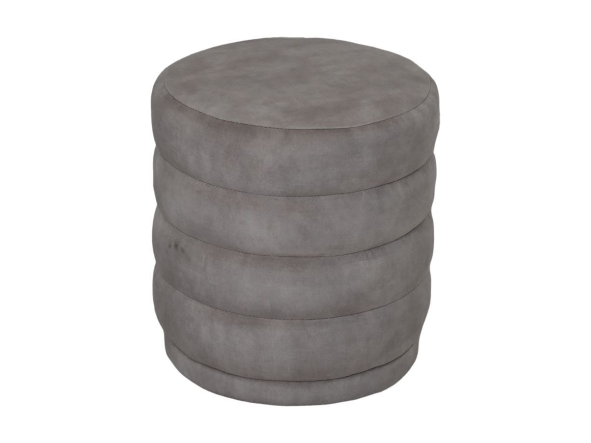 HSM Collection-Ronde Poef Rings-45x45x40-Wit-Stof
