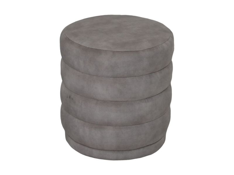 HSM Collection-Ronde Poef Rings-45x45x40-Wit-Stof