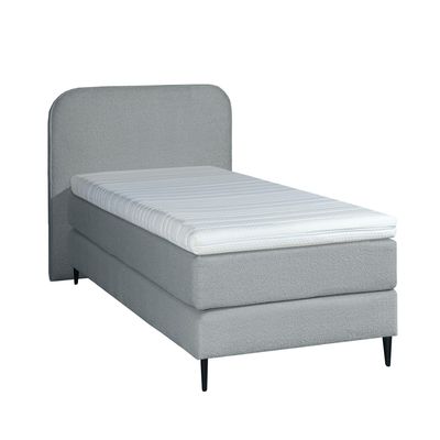Mörgenn Bouclé Eenpersoons Boxspring Grijs 90x210 Mörgenn Bouclé Eenpersoons Boxspring Grijs 90x210