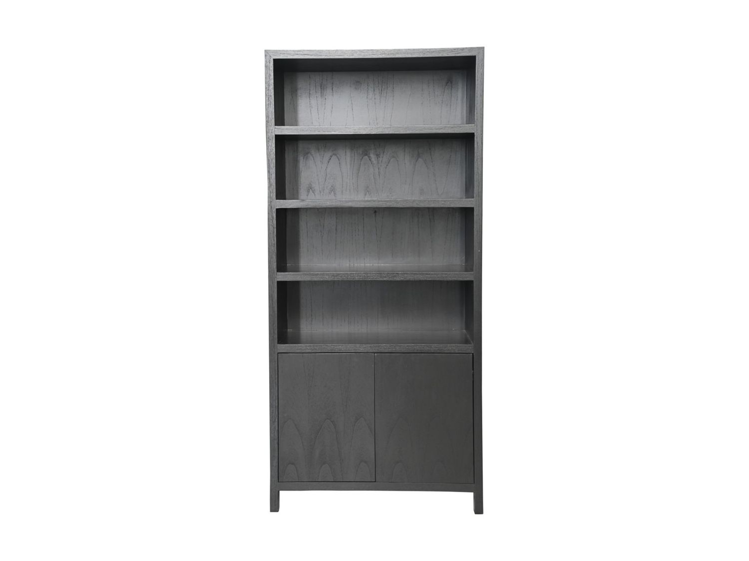 HSM Collection-Wandkast Met 4 Vakken-100x42x215-Zwart-Teak Fineer