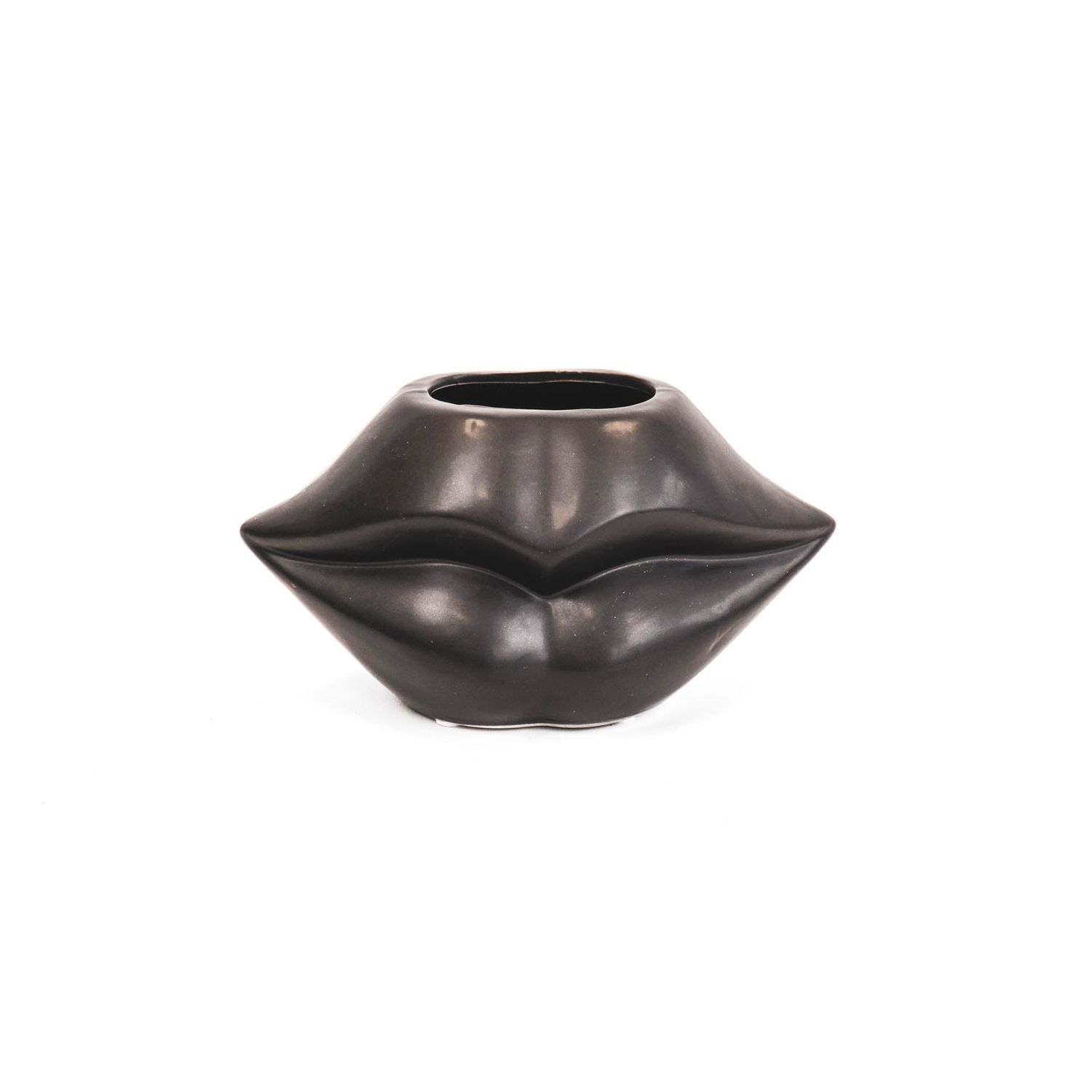 HV Lips Don&#39;t Lie Vase - Black- 30x12x11