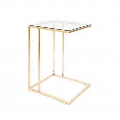 HV Sofa Sidetable Golden Metal - Glass - 40x35x51cm