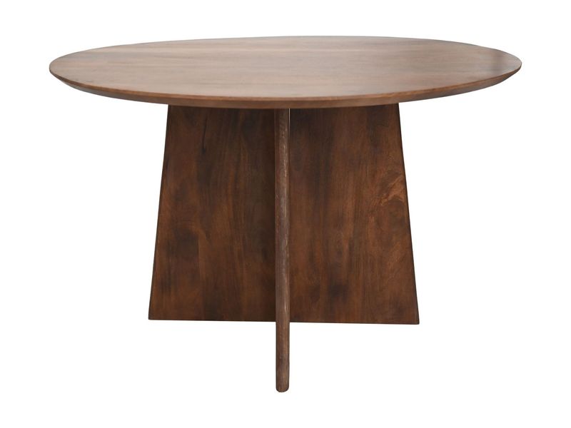 HSM Collection-Ronde Eettafel Kruispoot-120x120x77-Bruin-Mango