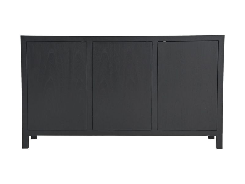 HSM Collection-Dressoir 3 Deur-150x42x85-Zwart-Teak Fineer