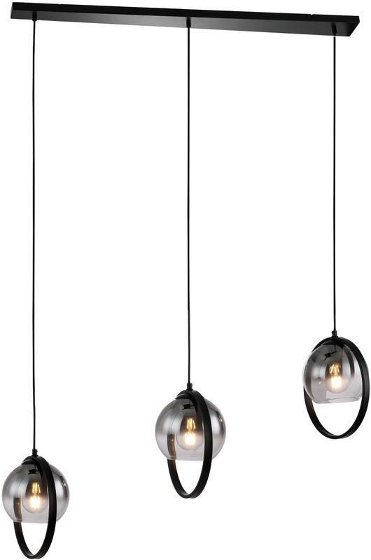 Hanglamp, 3-lichts, H340 smoke glas
