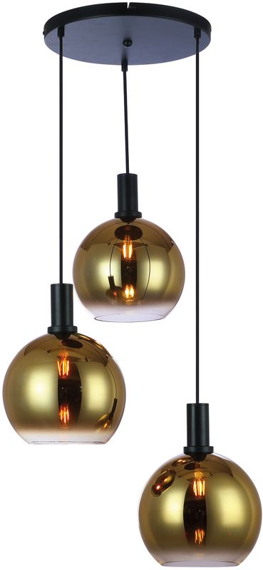 Hanglamp, 3-lichts, H850 goud