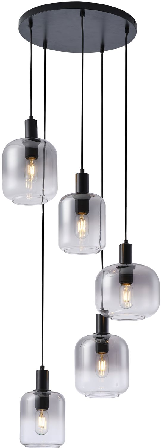 Hanglamp, 5-lichts, H340 smoke glas