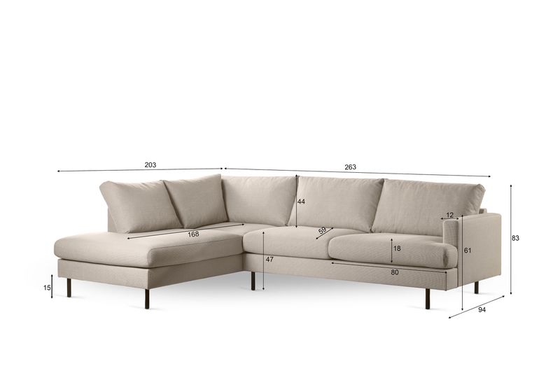 3 zits hoek links, stof Bjorn 24, W460 beige