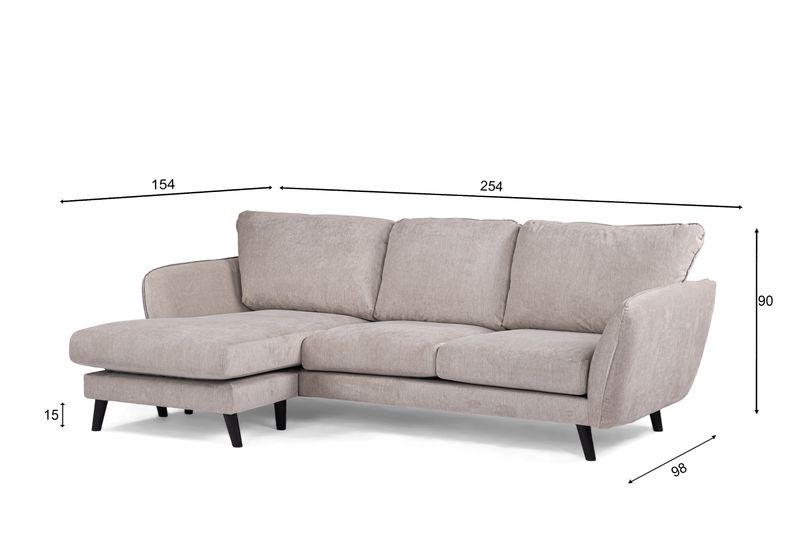 3-zitsbank CL links, stof Orinoco 23, K460 beige, zwarte poot