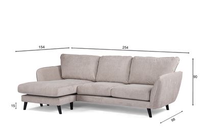 3 seater sofa CL right, fabric Orinoco 23, K460 beige, black leg