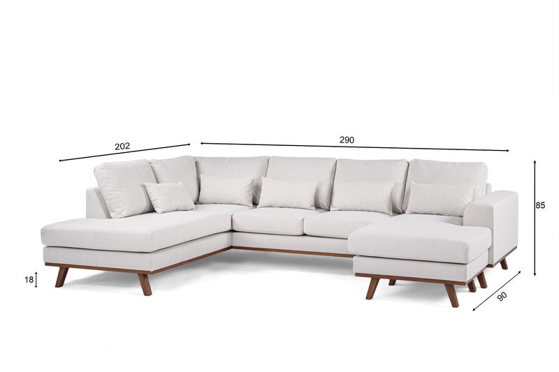 3-zits hoek rechts CL, stof Melva 02, M460 beige