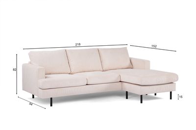 3 seater sofa CL L+R, fabric Fjord 23, F460 beige