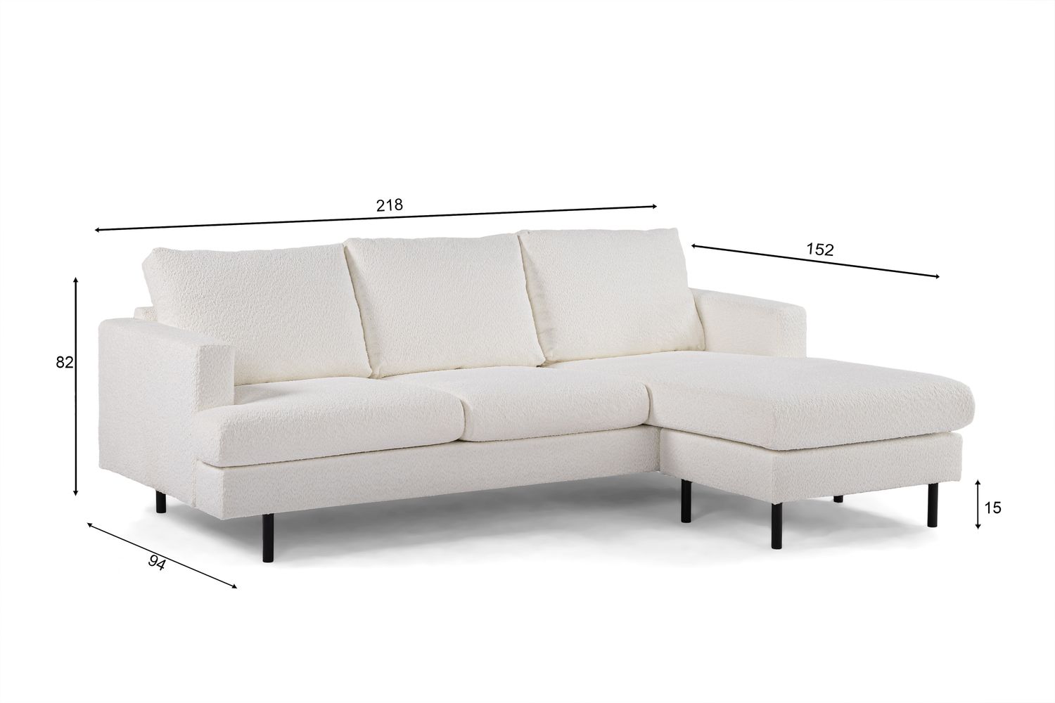 3 seater sofa CL L+R, fabric Abriamo, A920 natural