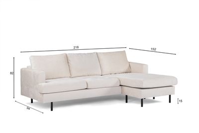 3 seater sofa CL L+R, fabric Loris 01, L720 champagne