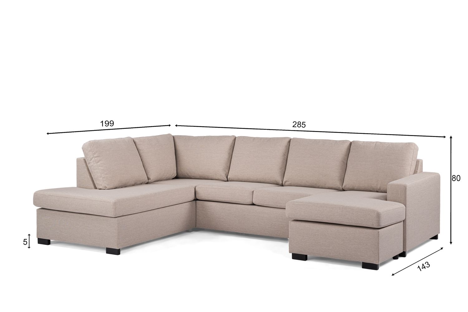 3 seater corner CL left, fabric Inari 22, I460 beige, Crazy A3D Inari 22 beige