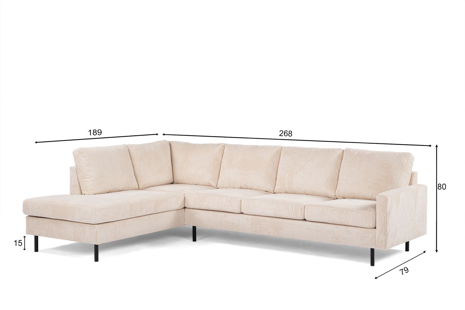 3 seater corner left, fabric Lincoln 03, M311 beige