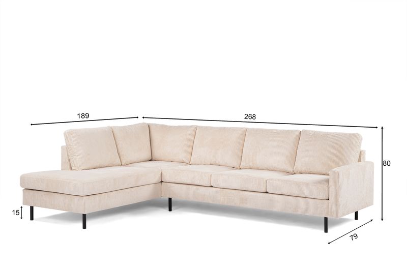 3-zits hoek rechts, stof Lincoln 03, M311 beige