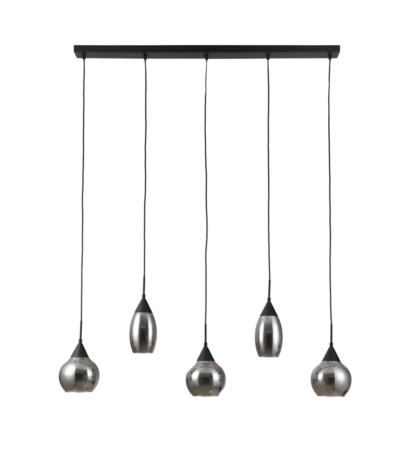 Hanglamp, 5-lichts, H340 smoke glas