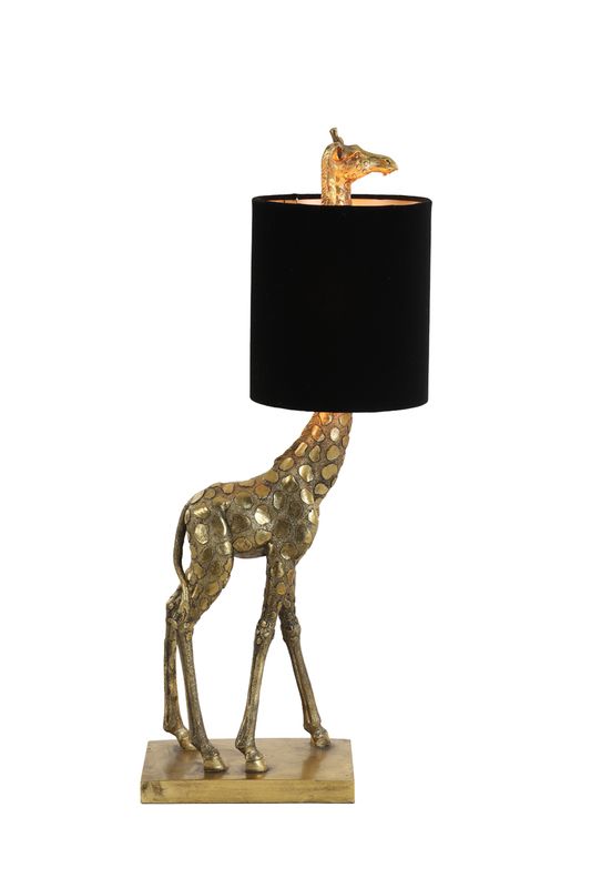 Tafellamp 26x16x61 cm GIRAFFE antiek brons+velvet zwart