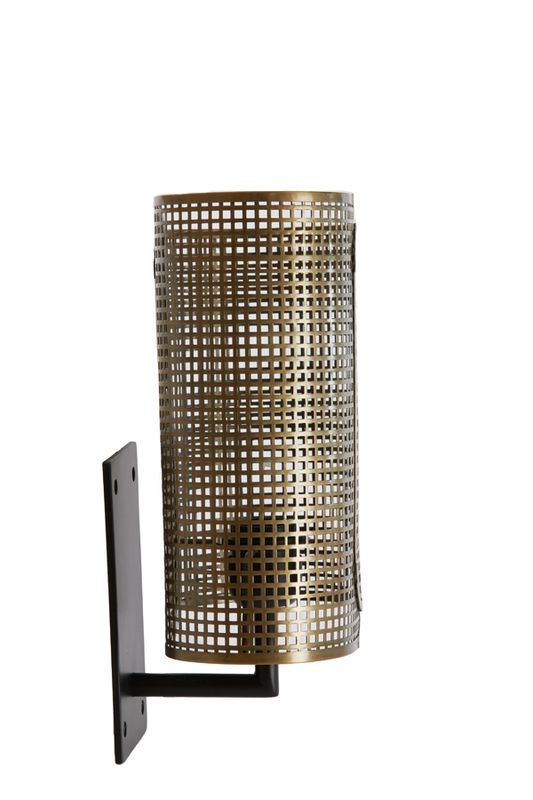 Wandlamp 20x16x38,5 cm MACI antiek brons+mat zwart