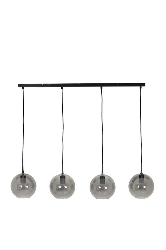 Hanglamp 4L 114x20x120 cm SUBAR mat zwart+smoke glas