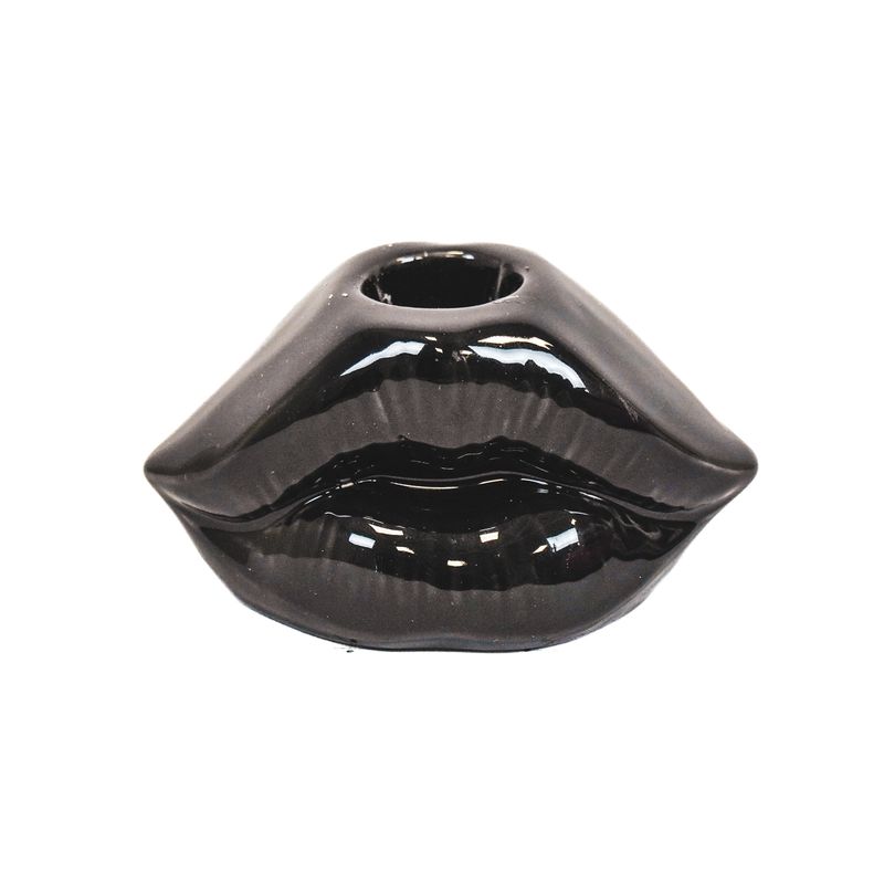 HV Lips Don&#39;t Lie Candleholder - Black - 10,5x6,5x5,5cm