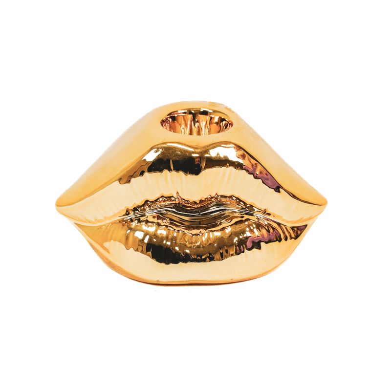 HV Lips Don&#39;t Lie Candleholder - Gold - 10,5x6,5x5,5cm