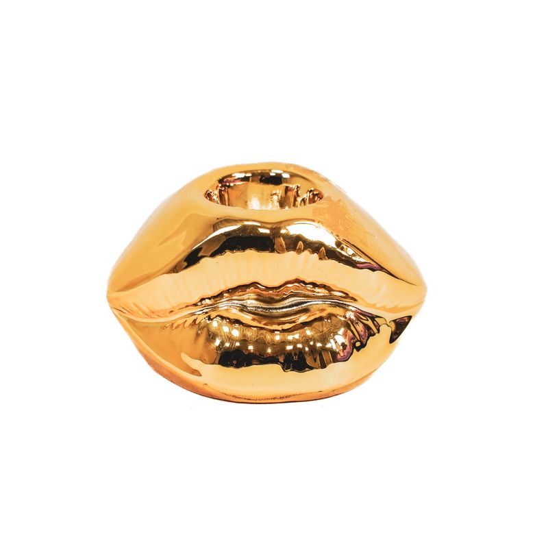 HV Lips Don&#39;t Lie Candleholder - Gold - 7x5,5x4cm